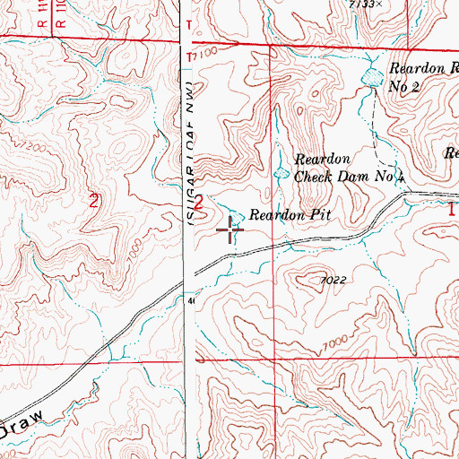 Topographic Map of Reardon Pit, WY