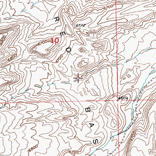 Topographic Map of Red Basin, WY