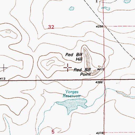 Topographic Map of Red Bill Hill, WY
