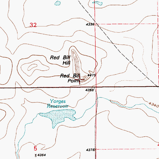 Topographic Map of Red Bill Point, WY