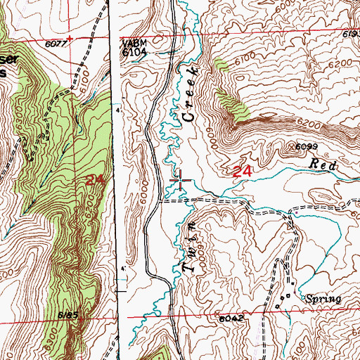 Topographic Map of Red Bluff Creek, WY