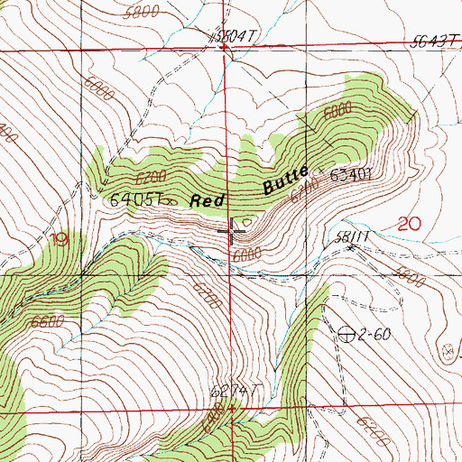 Topographic Map of Red Butte, WY