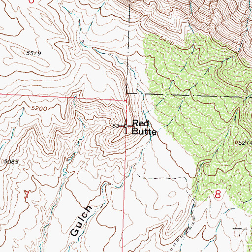 Topographic Map of Red Butte, WY