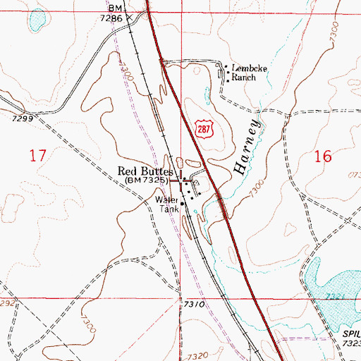 Topographic Map of Red Buttes, WY