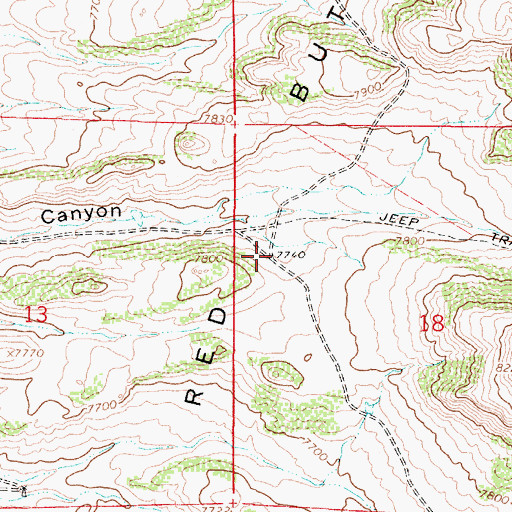 Topographic Map of Red Buttes, WY