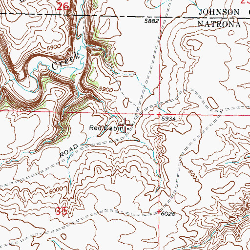 Topographic Map of Red Cabin, WY