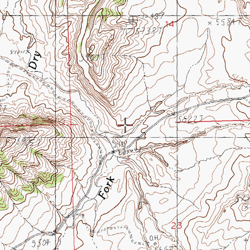 Topographic Map of Red Cabin, WY
