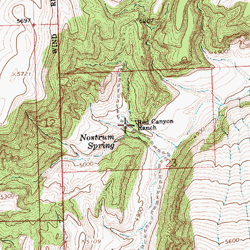 Topographic Map of Red Canyon Ranch, WY