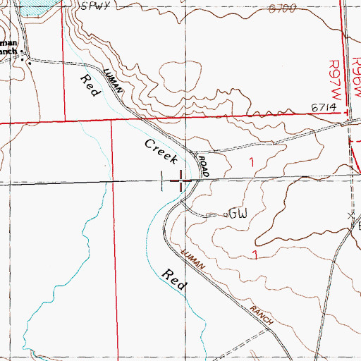 Topographic Map of Red Creek, WY