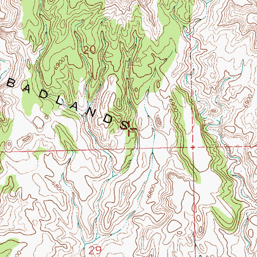 Topographic Map of Red Creek Badlands, WY