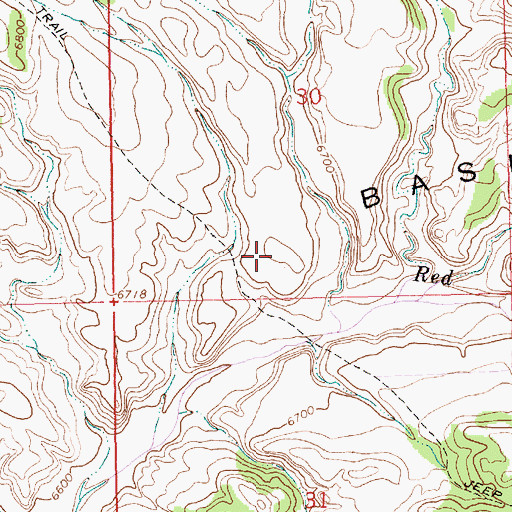 Topographic Map of Red Creek Basin, WY