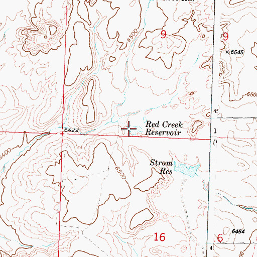 Topographic Map of Red Creek Reservoir, WY
