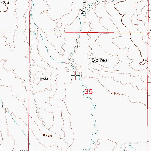 Topographic Map of Red Draw, WY
