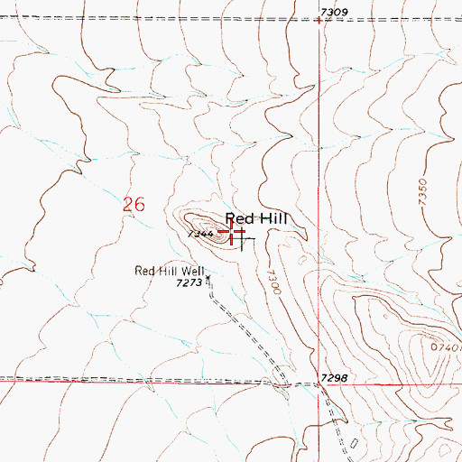 Topographic Map of Red Hill, WY