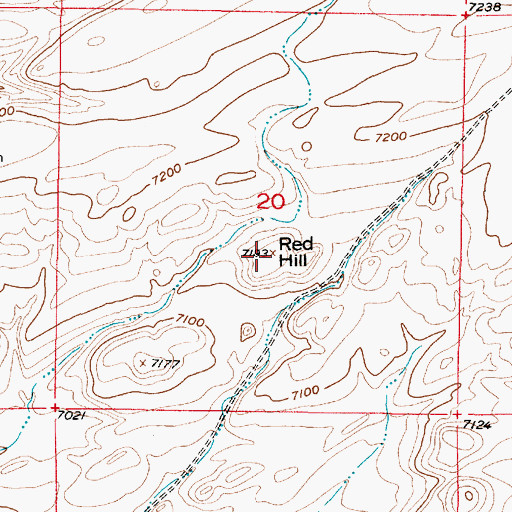 Topographic Map of Red Hill, WY