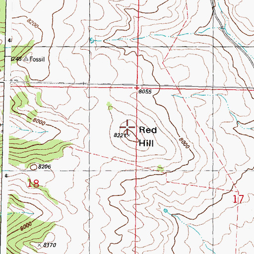 Topographic Map of Red Hill, WY