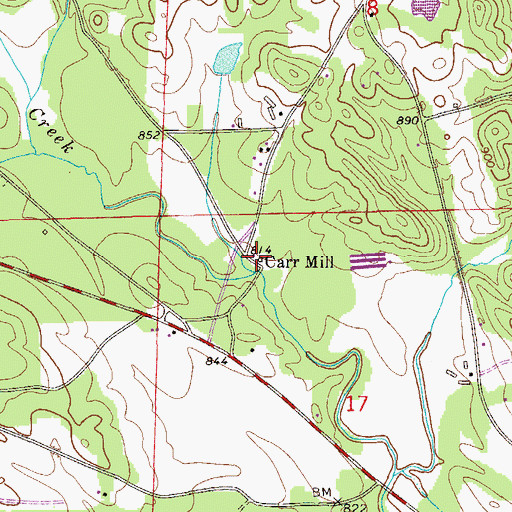 Topographic Map of Carr Mill, AL