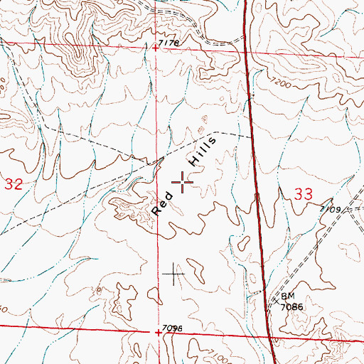 Topographic Map of Red Hills, WY