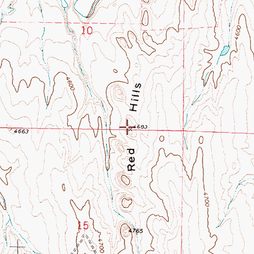 Topographic Map of Red Hills, WY