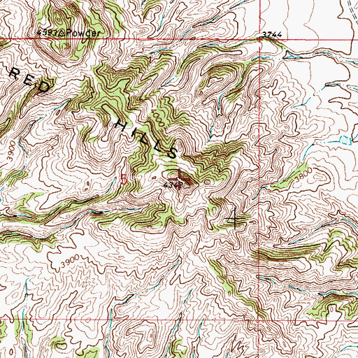Topographic Map of Red Hills, WY