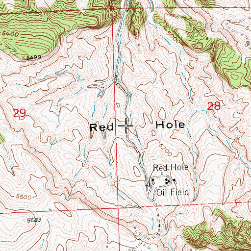 Topographic Map of Red Hole, WY
