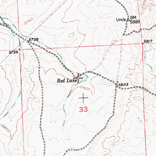 Topographic Map of Red Lake, WY