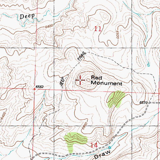 Topographic Map of Red Monument, WY