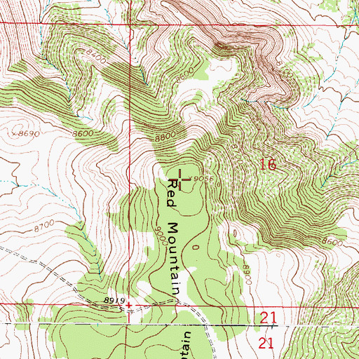 Topographic Map of Red Mountain, WY