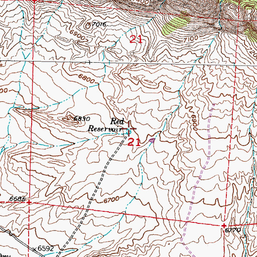 Topographic Map of Red Reservoir, WY