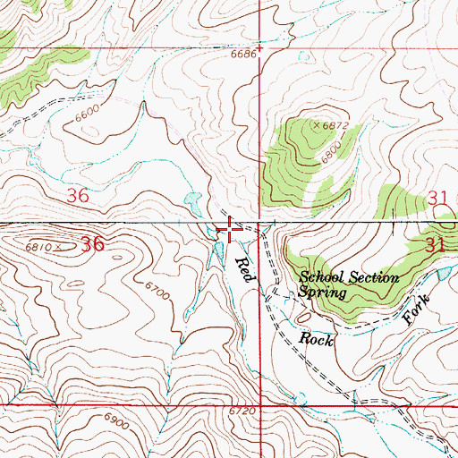 Topographic Map of Red Rock Fork Salt Creek, WY