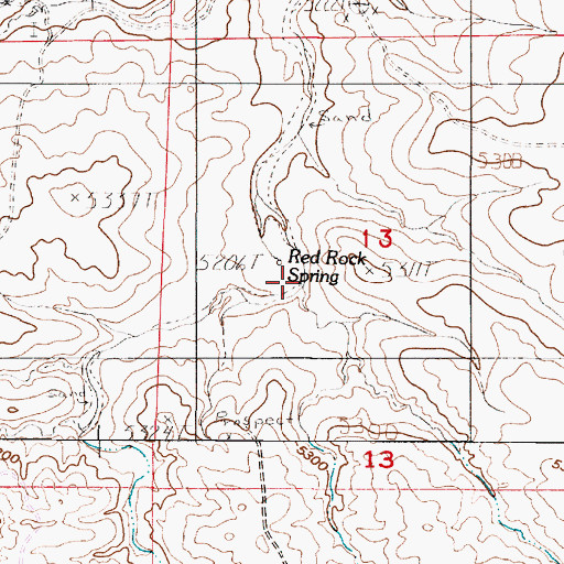 Topographic Map of Red Rock Spring, WY