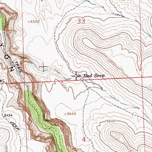 Topographic Map of Red Seep, WY