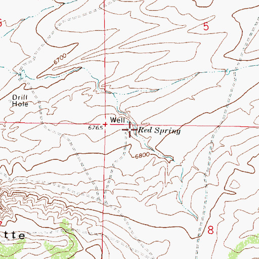 Topographic Map of Red Spring, WY
