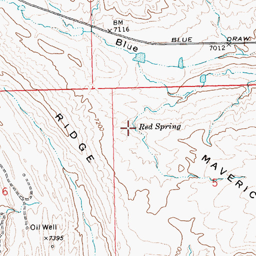 Topographic Map of Red Spring, WY