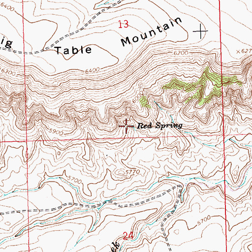 Topographic Map of Red Spring, WY