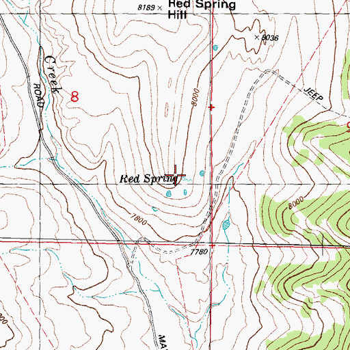 Topographic Map of Red Spring, WY