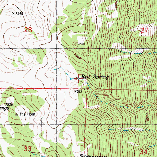 Topographic Map of Red Spring, WY