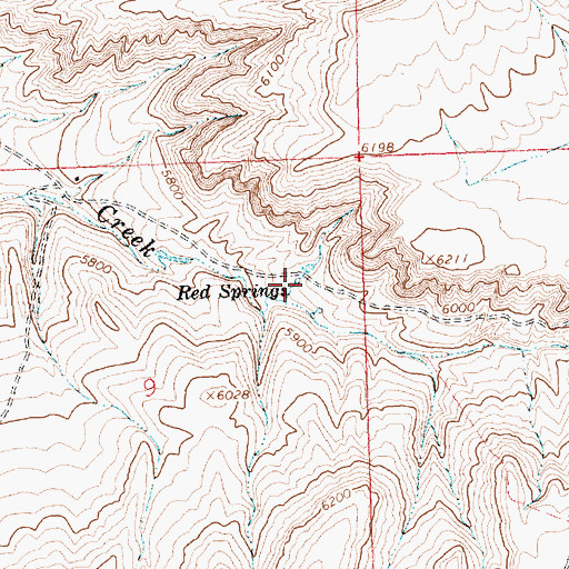 Topographic Map of Red Springs, WY