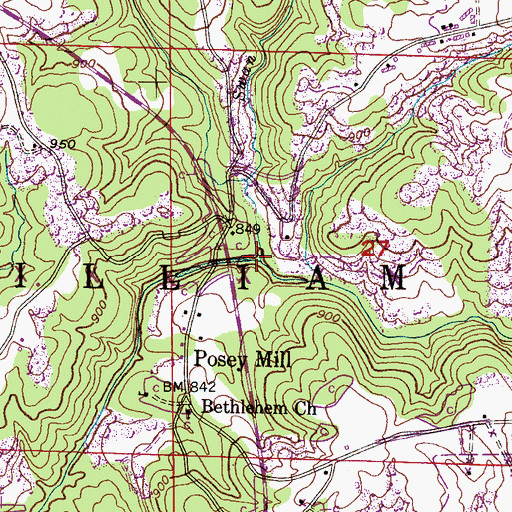 Topographic Map of Cat Den Branch, AL