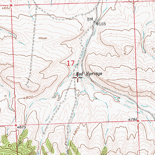 Topographic Map of Red Springs, WY