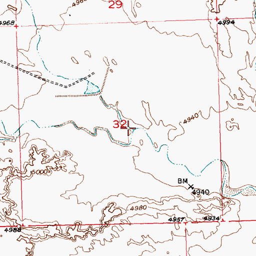 Topographic Map of Red Springs Draw, WY