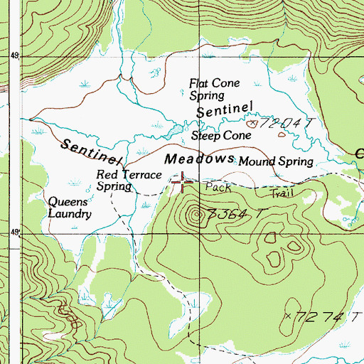 Topographic Map of Red Terrace Spring, WY