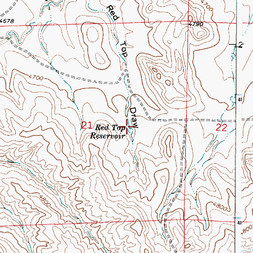 Topographic Map of Red Top Reservoir, WY