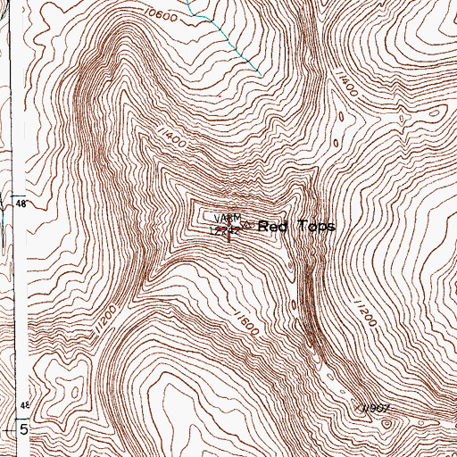 Topographic Map of Red Tops, WY