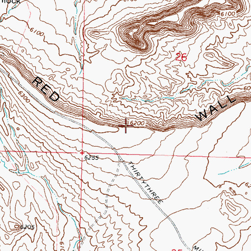 Topographic Map of Red Wall, WY
