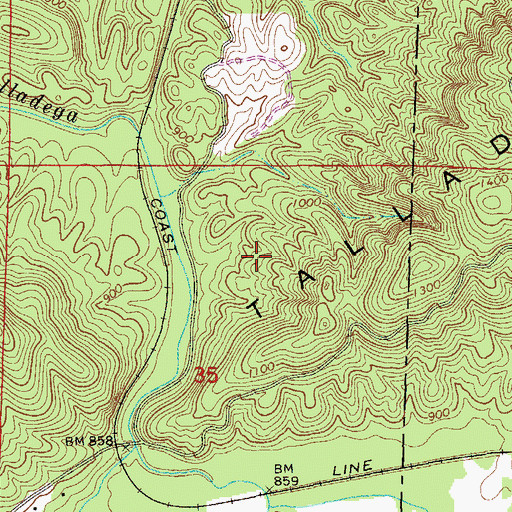 Topographic Map of Caten Shoals Creek, AL