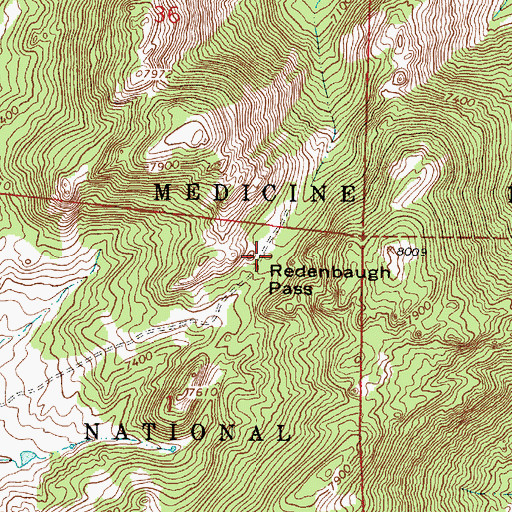 Topographic Map of Redenbaugh Pass, WY