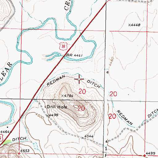 Topographic Map of Redman Ditch, WY