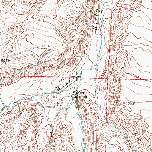 Topographic Map of Reed Creek, WY