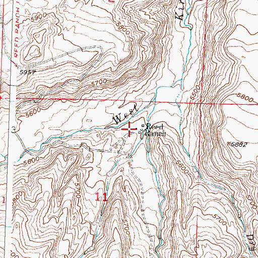 Topographic Map of Reed Ranch, WY